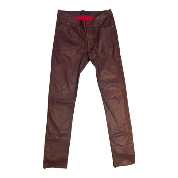 Rock & Republic Berlin Stretch Skinny Womens Waxed Cotton Burgundy Jeans 10 M - Picture 6 of 7